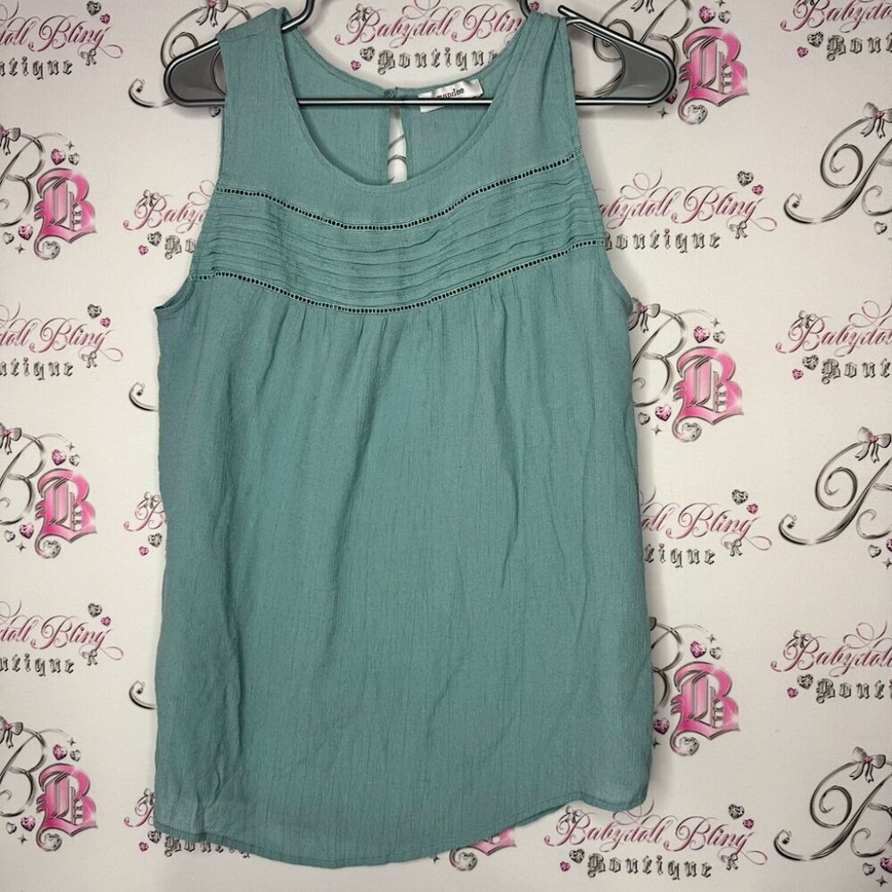 Mandee tank top crochet blue boho sea ocean beach flowy comfy bohemian beachy
